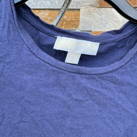 MICHAEL‎ KORS Navy Lace Up Shoulder Short Sleeve Tee - Picture 2 of 2